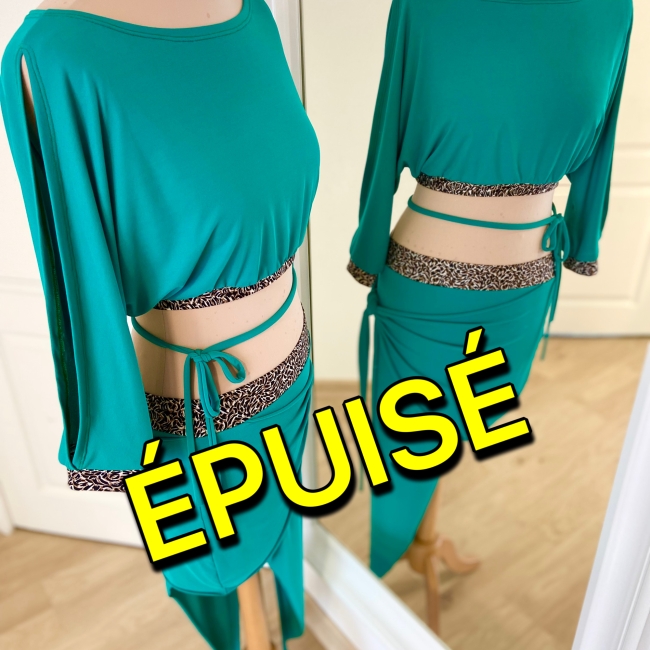 Ensemble émeraude bordures imprimées animal 