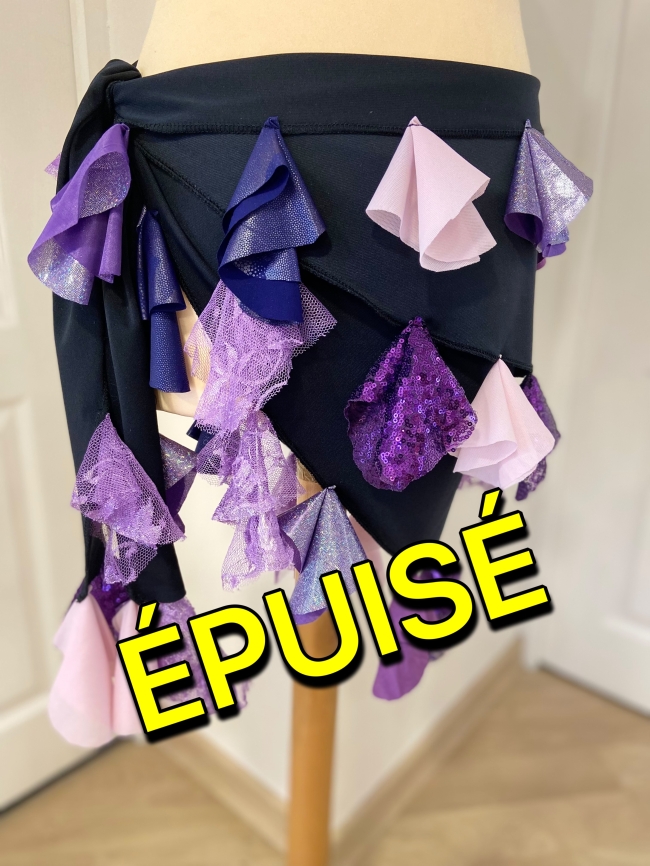 Ceinture pompons dégradés de mauves roses violets 