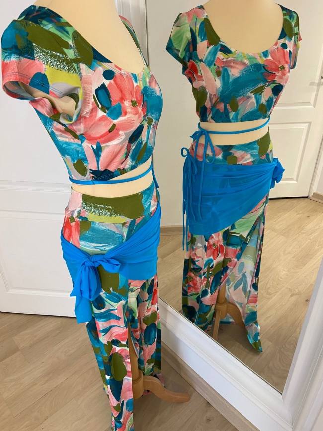 Ensemble pantalon fendu imprimé impressionistes 💙🩷 