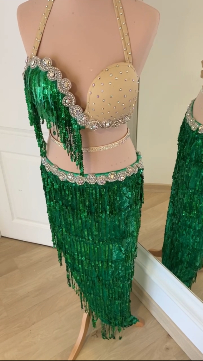 Costume franges émeraude