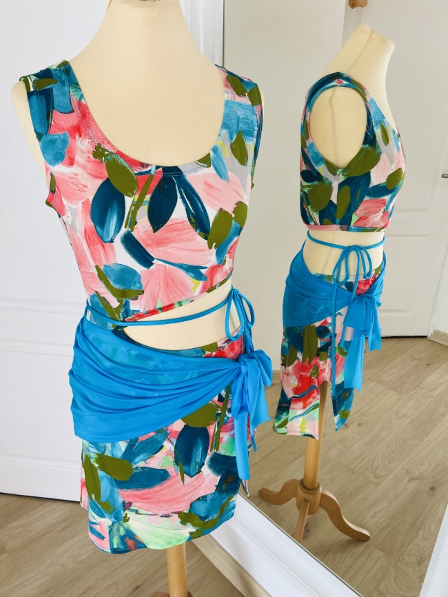 Robe minie cut-out imprimé impressionniste 